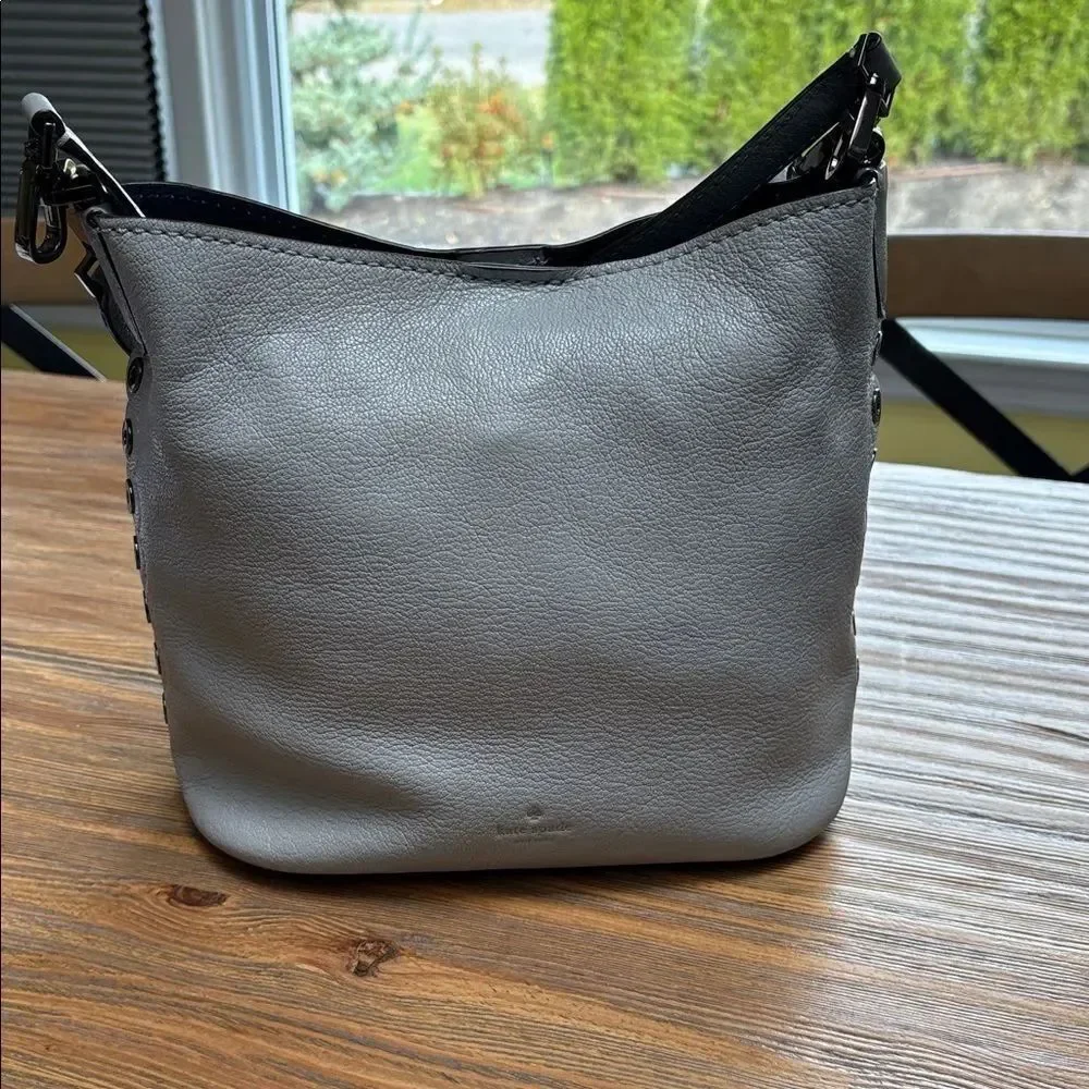Kate Spade Bohemian Style Pebbled Gray Leather Shoulder Bag and Cross Body